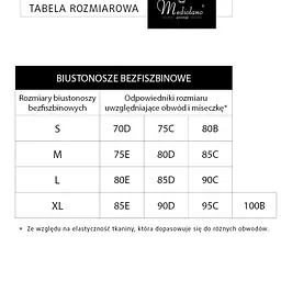 Minimalistyczny biustonosz bezszwowy w neutralnym, cielistym kolorze to doskonały wybór dla kobiet ceniących komfort i naturalny wygląd. Wykonany z elastycznego, miękkiego materiału, idealnie dopasowuje się do sylwetki, zapewniając lekkie, ale stabilne podtrzymanie biustu.
Gładka konstrukcja bez fiszbin i szwów sprawia, że biustonosz jest niewidoczny pod dopasowaną odzieżą, a delikatnie wyprofilowany dekolt nadaje mu subtelnie kobiecego charakteru. Regulowane ramiączka zwiększają funkcjonalność i komfort noszenia przez cały dzień.
To idealna propozycja zarówno do codziennych stylizacji, jak i pod eleganckie lub obcisłe ubrania.
 