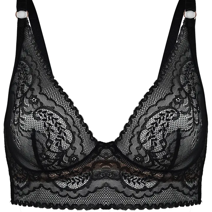 Biustonosz Feel Bralette Long 19236 Black Mediolano to nowoczesna interpretacja klasycznej braletki, zaprojektowana specjalnie z myślą o mniejszych i średnich biustach. Wykonany z delikatnej, czarnej koronki o kwiatowym wzorze, model w konstrukcji MS7 zachwyca subtelnością i wyjątkowym komfortem noszenia. Dłuższy pas pod biustem typu long line nie tylko pięknie modeluje sylwetkę, ale też zapewnia dodatkowe podtrzymanie i stabilność. Tył wykończony szerokim zapięciem na haftki, a regulowane ramiączka umożliwiają indywidualne dopasowanie. Idealny wybór dla kobiet ceniących lekkość, styl i kobiecą delikatność.
Nowa konstrukcja MS7 -bralette na mniejszy i średni biust.
Skład: 87% Poliamid, 13% Elastan