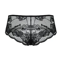 Figi wykonane z delikatnych materiałów, idealnych dla kobiecej elegancji i komfortu. Tył całego modelu jest ozdobiony koronką, dodając mu delikatny i kuszący wygląd. Koronkowe zdobienia nadają mu subtelnego uroku i elegancji, sprawiając, że nosząca je kobieta czuje się wyjątkowo i pewnie.
Przód  wykonany jest z tiulu, co dodaje im lekkości i delikatności. Boki i tył z koronki. Płaskie wykończenie sprawia, że są one dyskretne pod ubraniem, jednocześnie zapewniając wygodę noszenia.
Skład surowcowy: 78% Poliamid, 12% Elastan, 5% Poliester, 5% Bawełna.